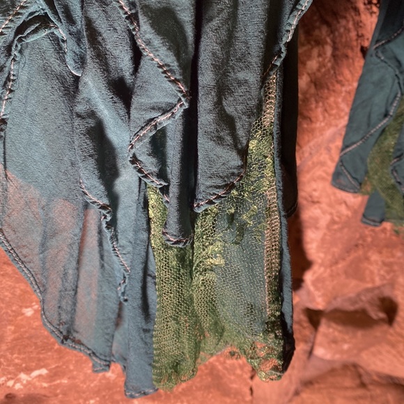 Custom one of a kind emerald and lime pieced lace slip - Picture 5 of 12